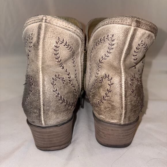 Sterling River Embroidered Toe Cowgirl Ankle Boots Taupe Women’s Size 7.5 M EUC - Picture 4 of 10